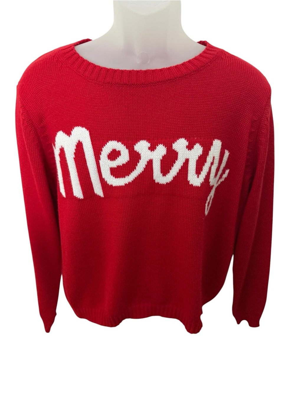 NWT Miracle Red "Merry" Crewneck Holiday Sweater Women XS (oversized)